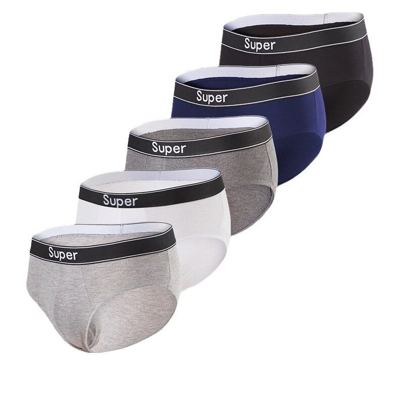 (image for) 5pcs Men's Triangle Briefs Fashion Letter Elastic Belt Comfortable Soft Breathable Daily Sleep Men's Underwear