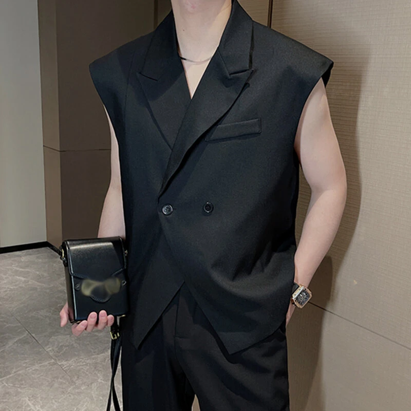 (image for) INCERUN Men Waistcoats Solid Color Sleeveless Vest Coat Fashion Design Button Mens Suits Party Casual Male Clothing Top