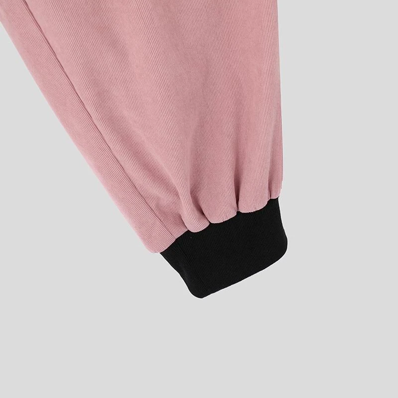 (image for) INCERUN Mens Corduroy Contrast Color Patchwork Casual Pant Comfy Casual Harem Pants Drawstring Elastic Waist Trousers for Male Large Size S-5XL